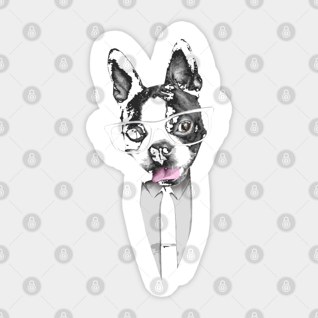 Mr. Boston Terrier Sticker by robotface